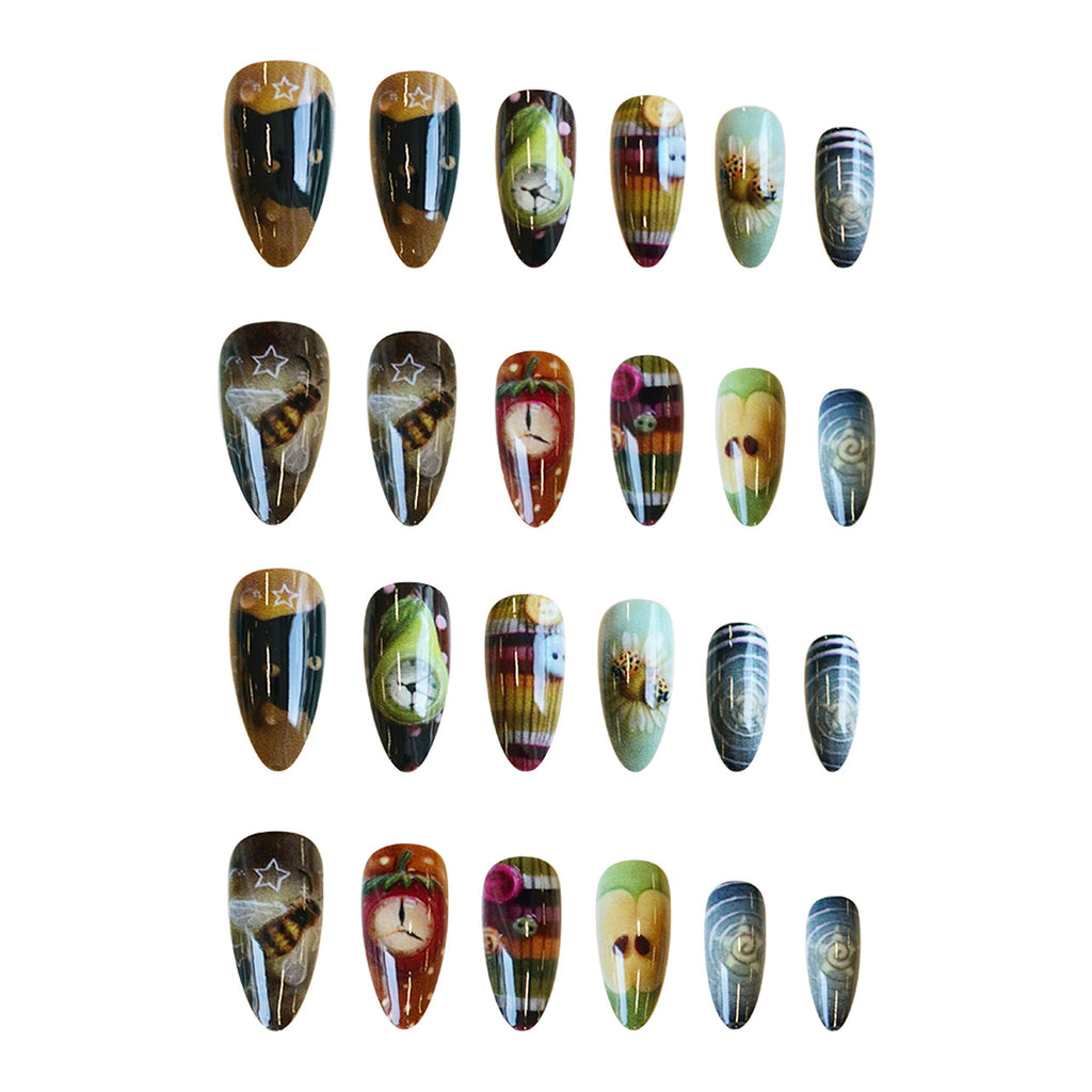 Faux amande Maximaliste Nails A Niche Y2K-inspiré Art-avant Subculture Tendance 24 pièces P