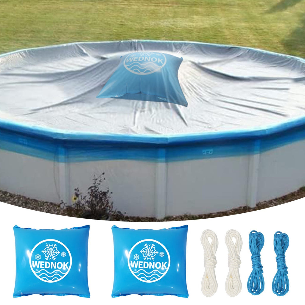 Set de coussins d'air de piscine design - 2 coussins carrés et cordes d'attache
