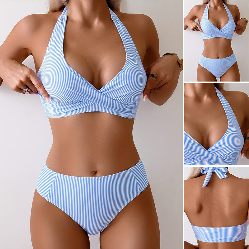 Maillot de bain rayé en une seule pièce Nouveau style Bikini pour femmes