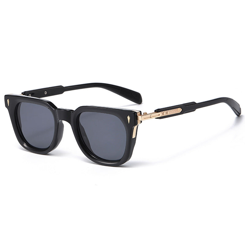 Lunettes de soleil en métal punk à cadre carré à la mode européenne et américaine pour hommes