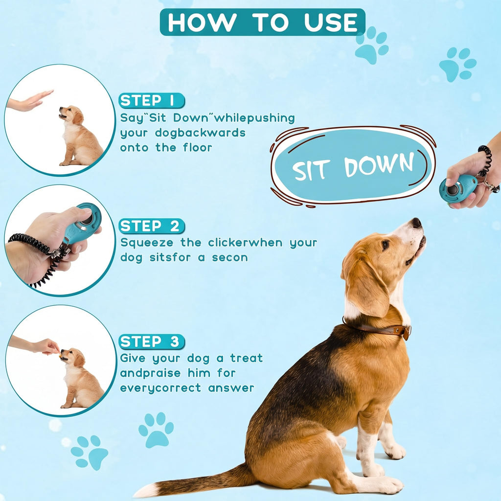 Clicateur d'entraînement pour chien avec boucle de fer et porte-clés - Clicateurs d'entraînement pour chien pour chiot