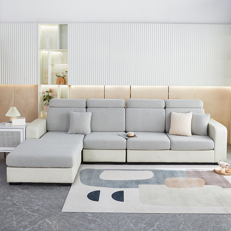 Couvercle simple de canapé Jacquard anti-poussière couleur solide Coussin de siège long de la chaise