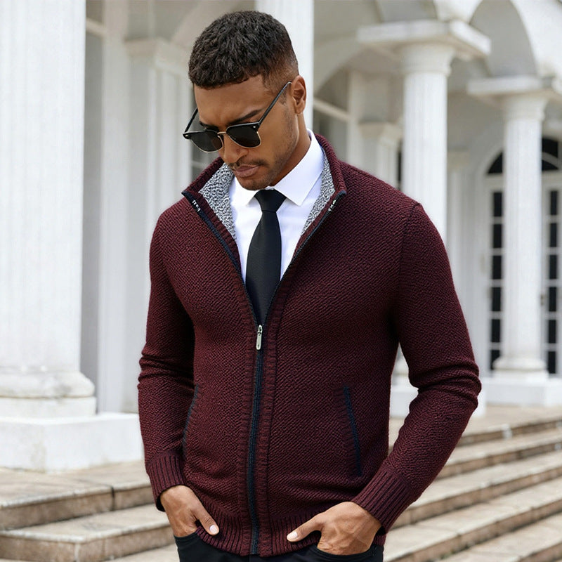 Amazon Temu Grande Taille Automne et d'hiver Fleece-Line Thickened Men's Sweater Knitted Card