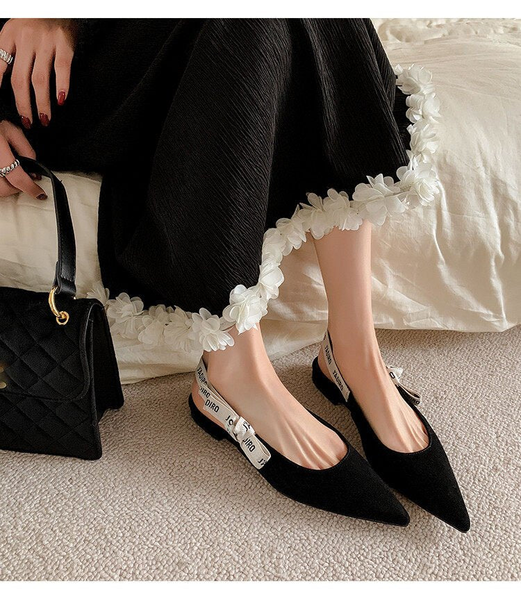 Femmes Cuir véritable orteil fermé Sans dos Sandales plates
