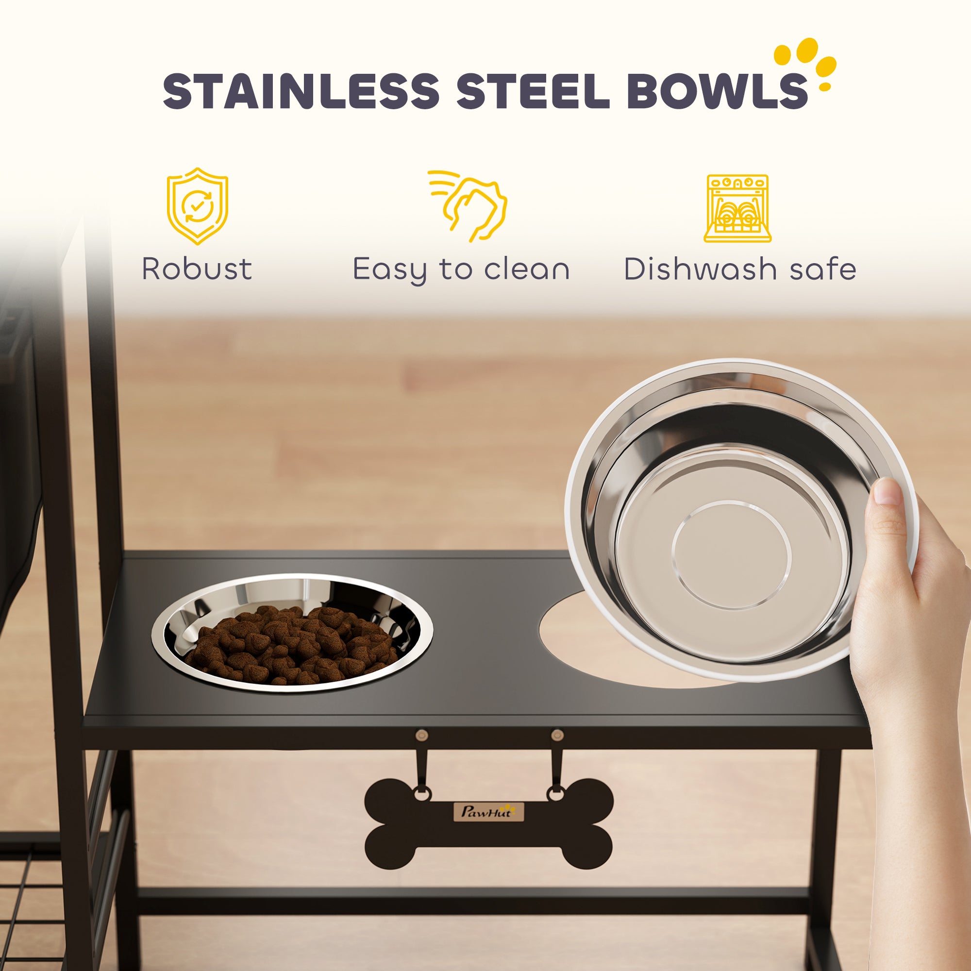 3 hauteur réglable chien Bowl Stand avec 2 stations d'alimentation