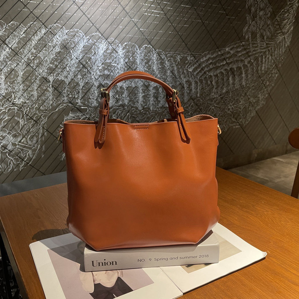 Sac à bandoulière pour femmes en cuir souple de grande capacité
