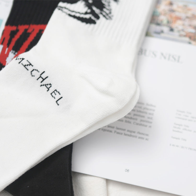 Graffiti Lettre Chaussettes de sport en coton mi-calf