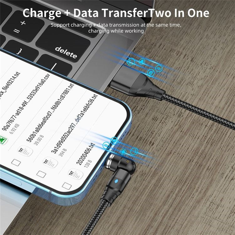 Câble de données magnétique 3-en-1 540 Connecteur rotatif 5A Charge rapide