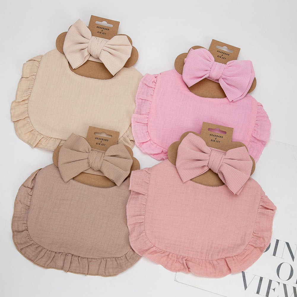 Pure Color Ruffles Serviette Salive pour Enfants