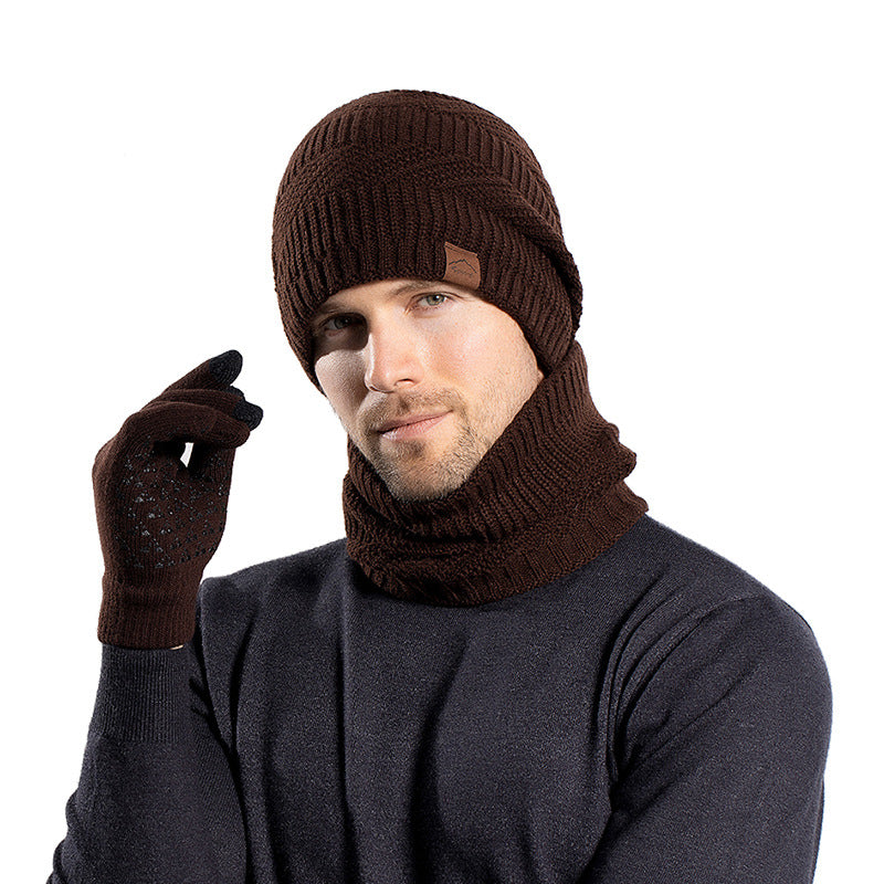 Gants d'écharpe de chapeau chaud doublé de polaire d'hiver Ensemble de trois pièces