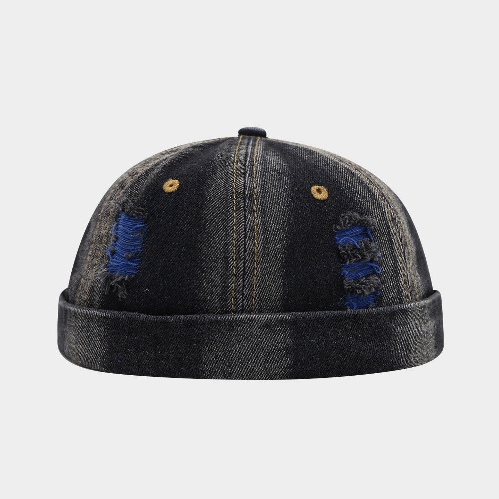 Été hommes et femmes de couleur patch fil Rolled-up Street style Bonnet sans brim
