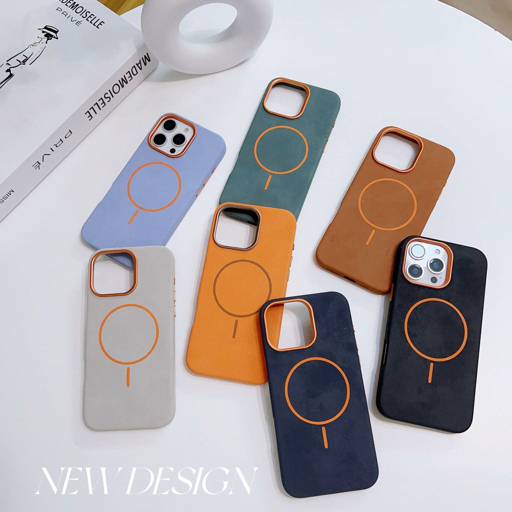 Éléphant Motif en cuir Cercle fin Aspiration magnétique Cas de téléphone