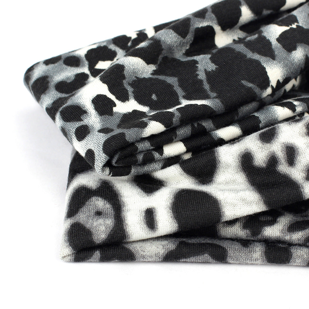 Leopard imprimé bande de tête de traction croisée avec large brim