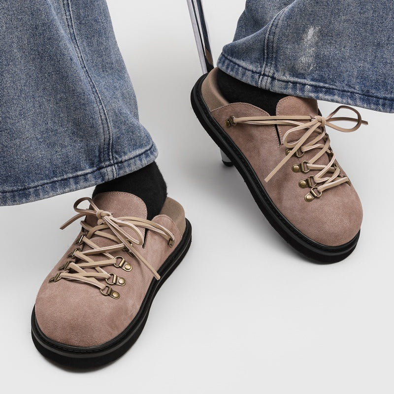 Chaussures à Mule polyvalentes en plein air Slip-on Augmentation de la hauteur Pantoufles à orteil fermé