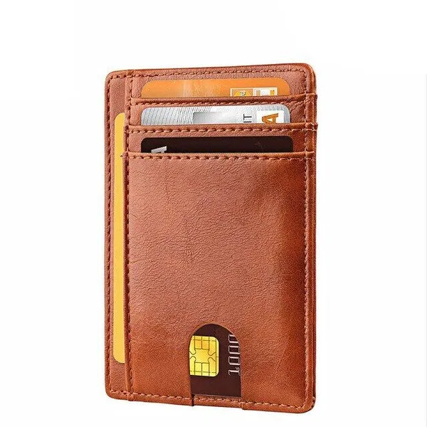 Mens cuir Slim Wallet Carte de crédit titulaire RFID Blocage Pocket ID argent PU USA