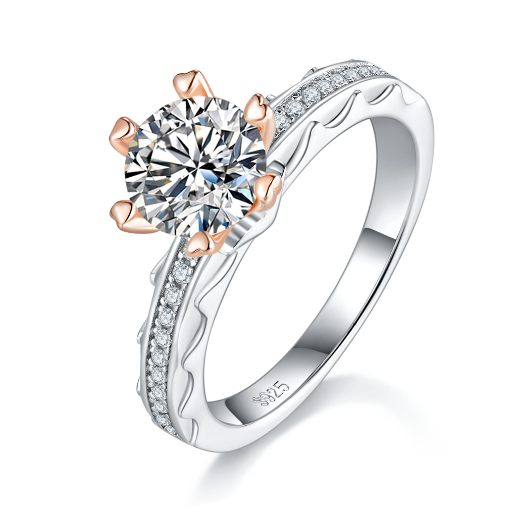 S925 Argent Sterling 1ct Anneau de Moissanite