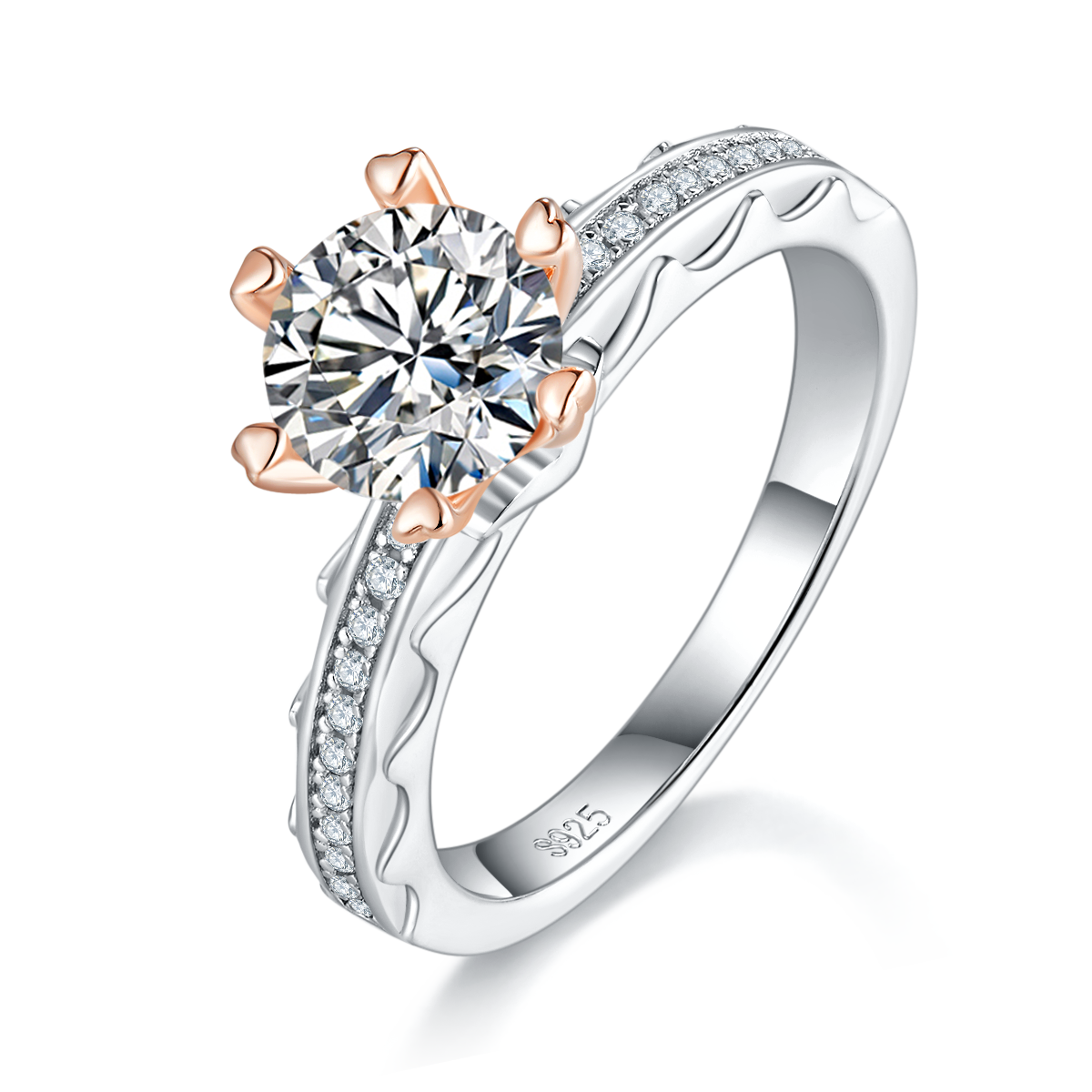 S925 Argent Sterling 1ct Anneau de Moissanite
