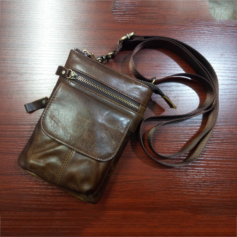 Poche en cuir homme Multifonctionnel Petit sac Sports de plein air Une épaule