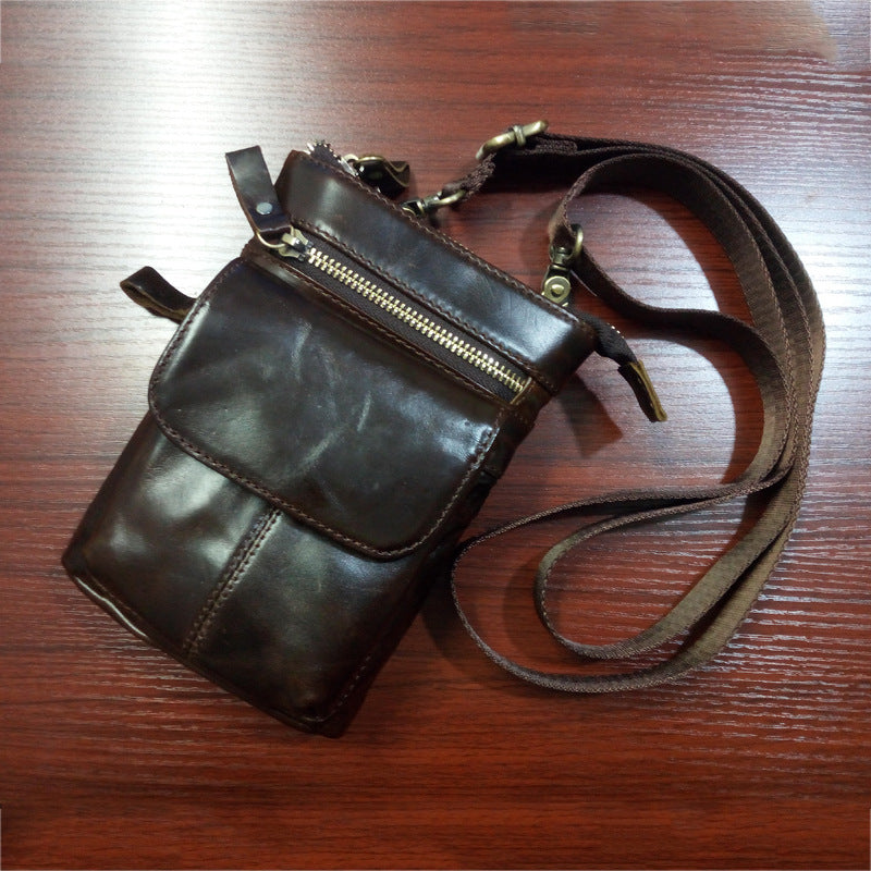 Poche en cuir homme Multifonctionnel Petit sac Sports de plein air Une épaule