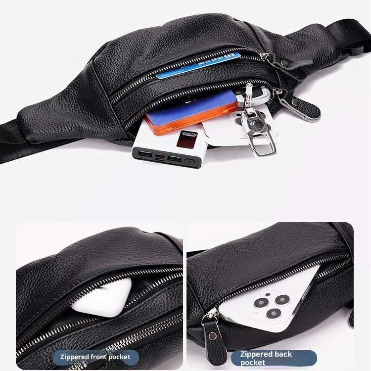 Véritable sac de ceinture en cuir pour hommes Première couche Cowhide Multi-fonctionnel