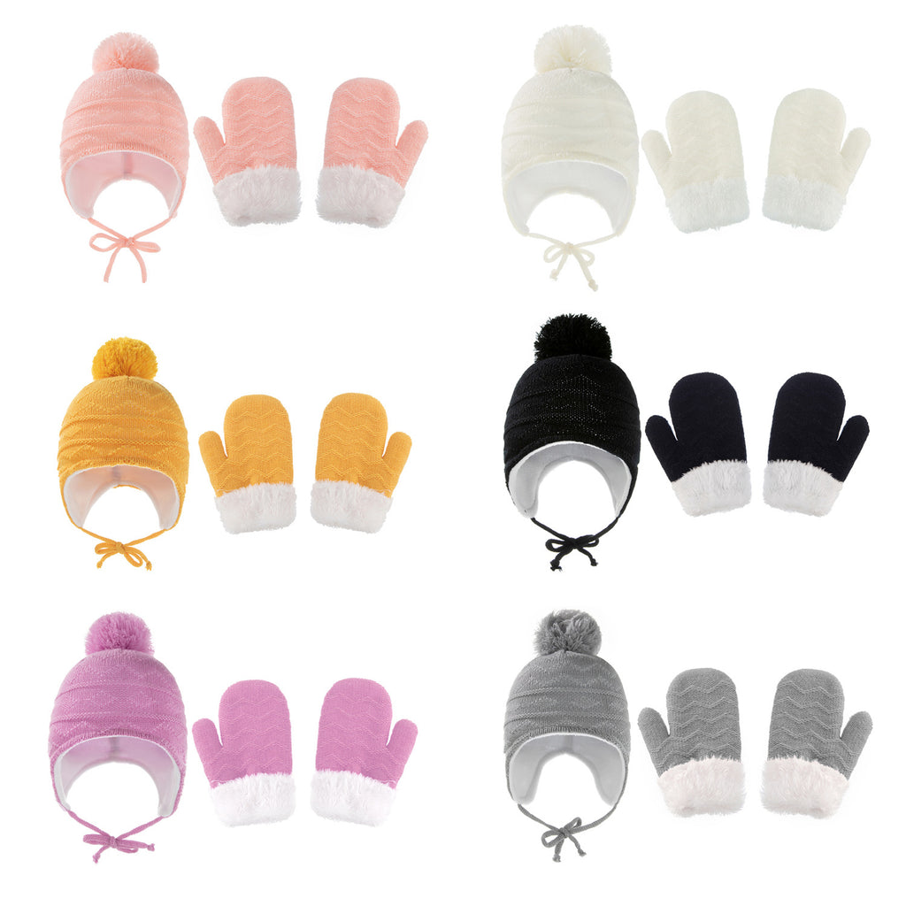Ensemble de gants de garde d'oreilles pour enfants en laine solide et chaude