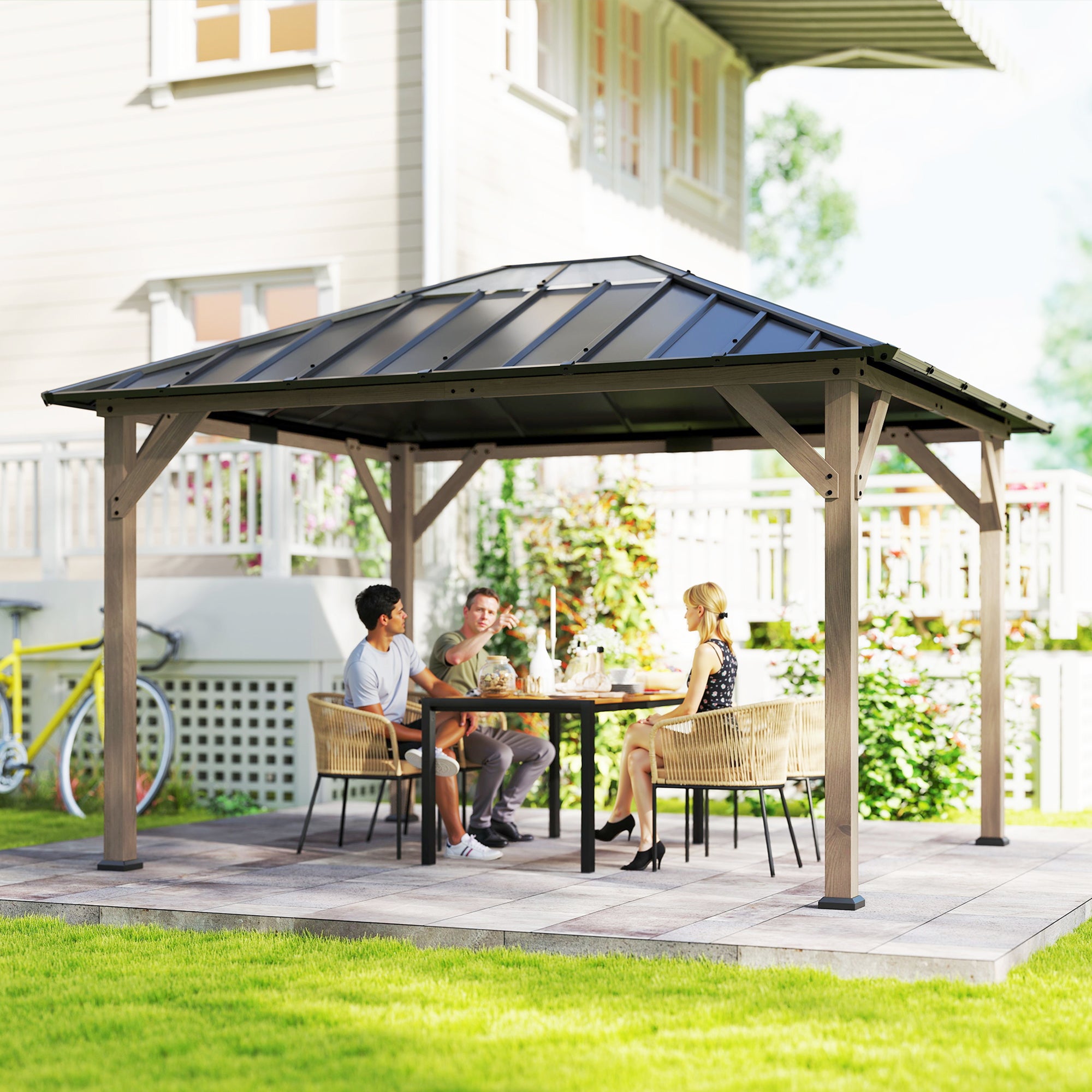 10 x 12 Gazebo à toit en acier galvanisé