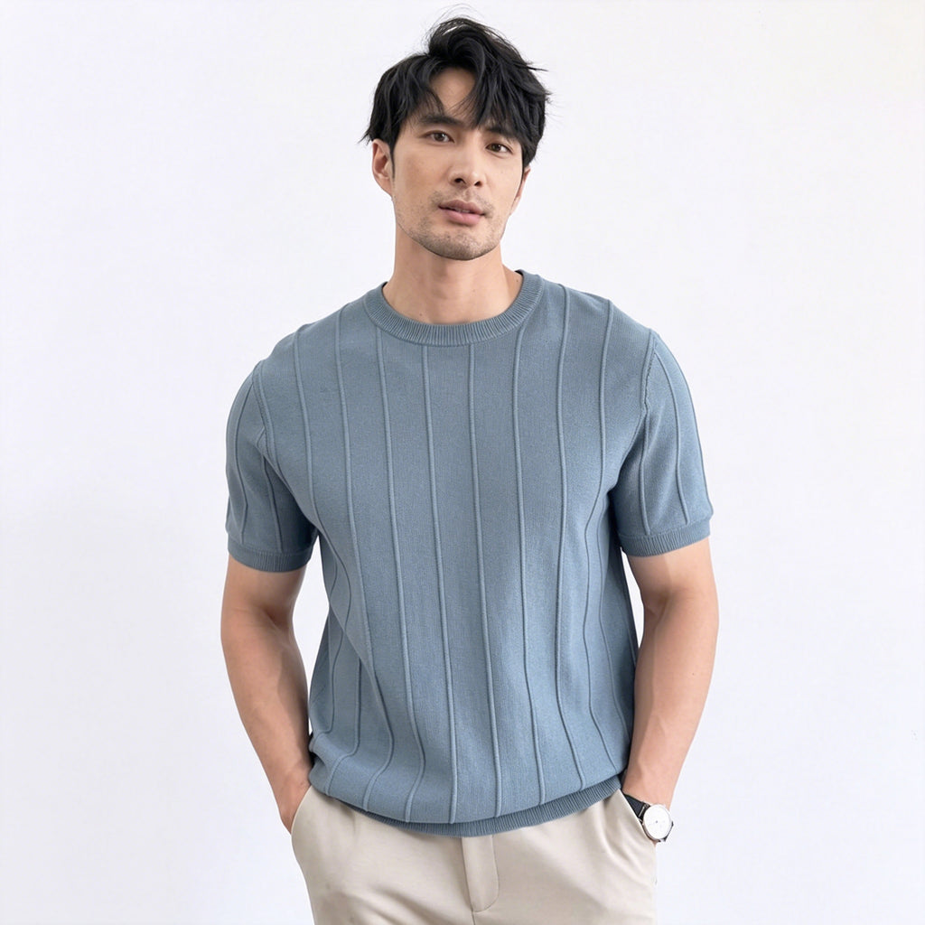 T-shirt tricoté à manches courtes pour hommes