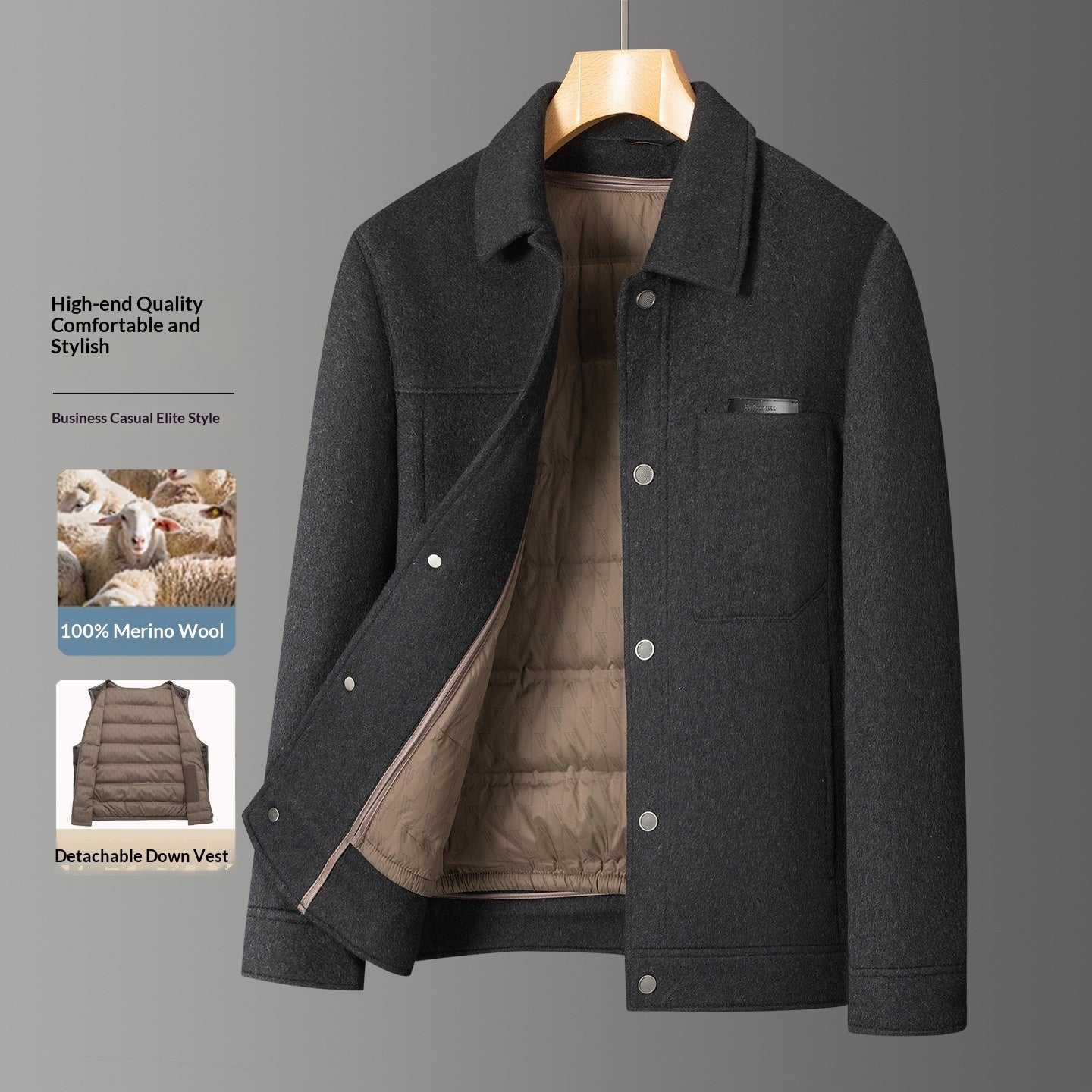 Manteau de laine à deux seins Hommes Vêtements de dessus
