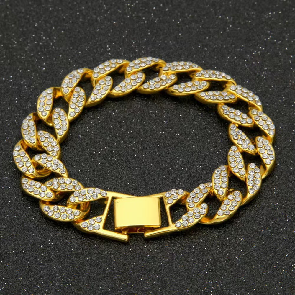 Bracelet Hip-Hop personnalisé pour les hommes et les femmes Chaîne Cubaine Tout-Diamant
