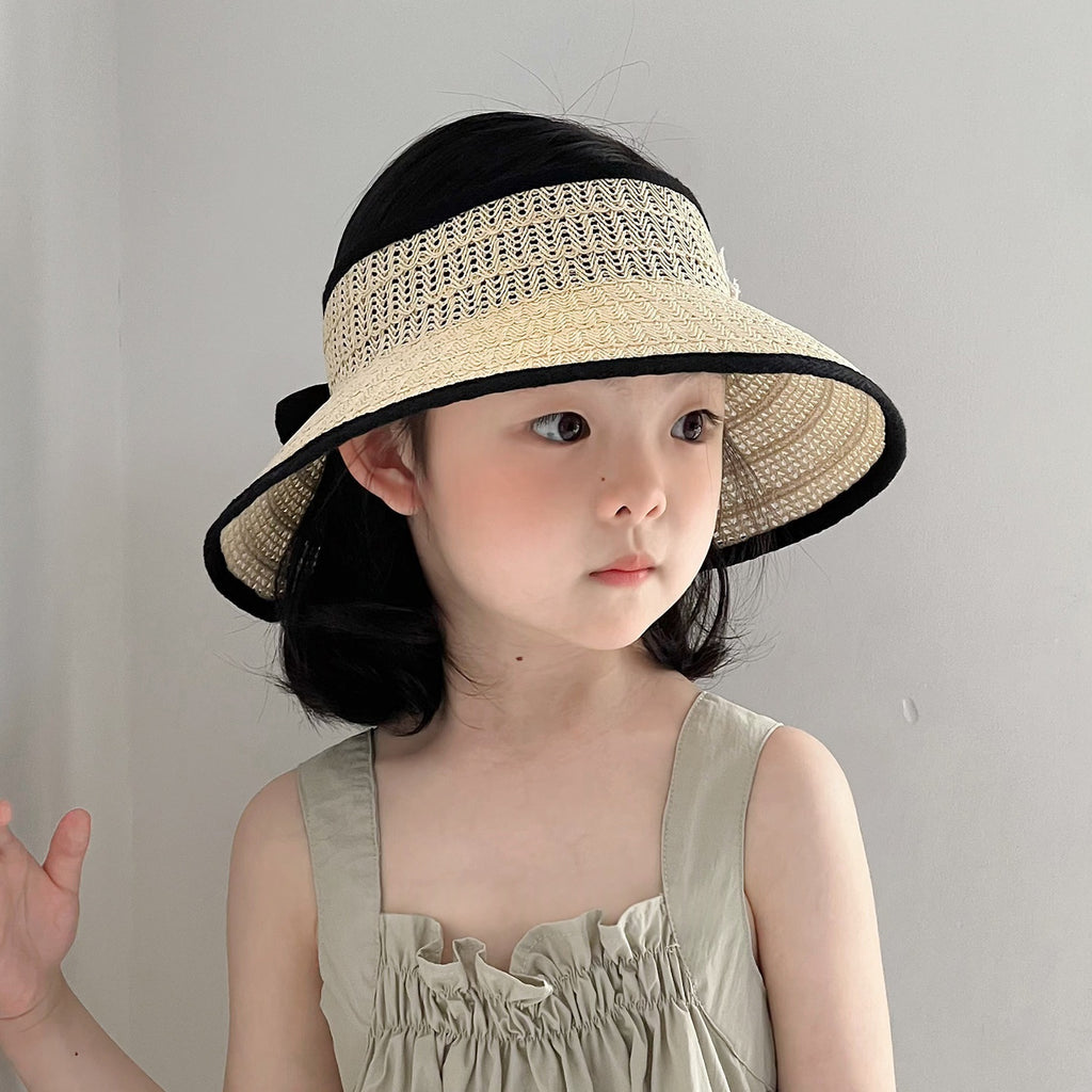 Kids Brimless Straw Hat Femmes Summer Korean Style Wide Brim Fashionable