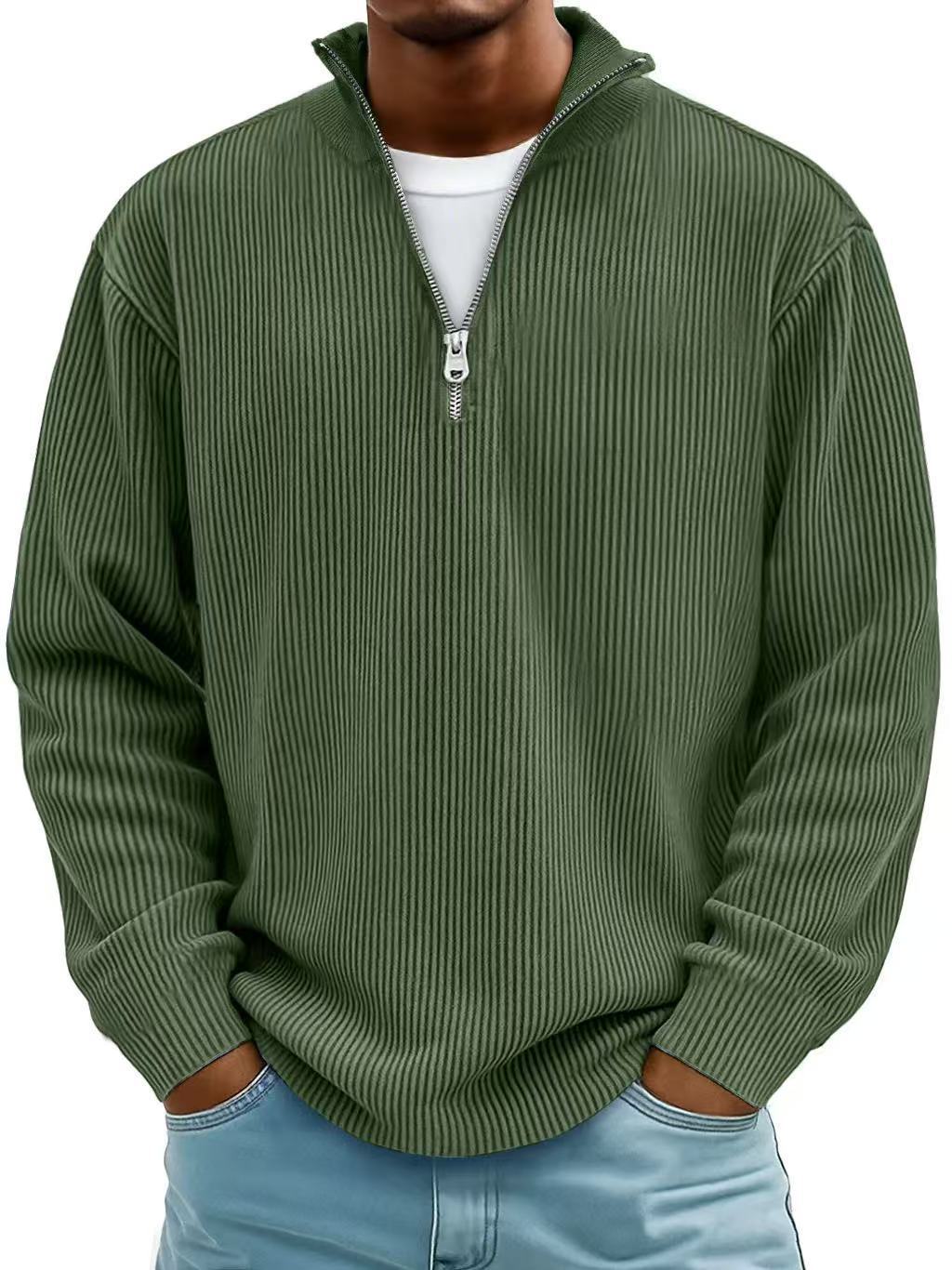 L'automne et l'hiver des hommes Casual Stand-Up Collar zipper Corduroy manches longues hommes Polo Shi