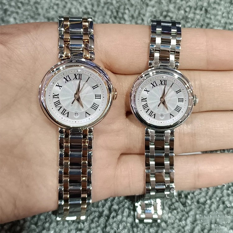 Bracelet en acier Quartz Petit cadran montre en cuir romain