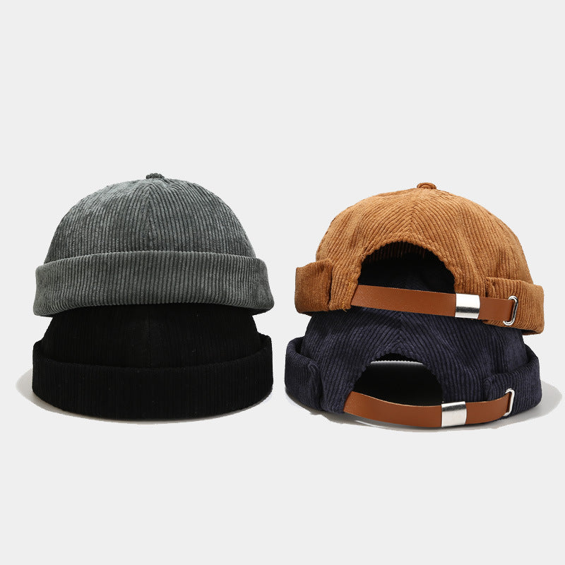 Bonnet réglable en Corduroy de couleur solide sans brim