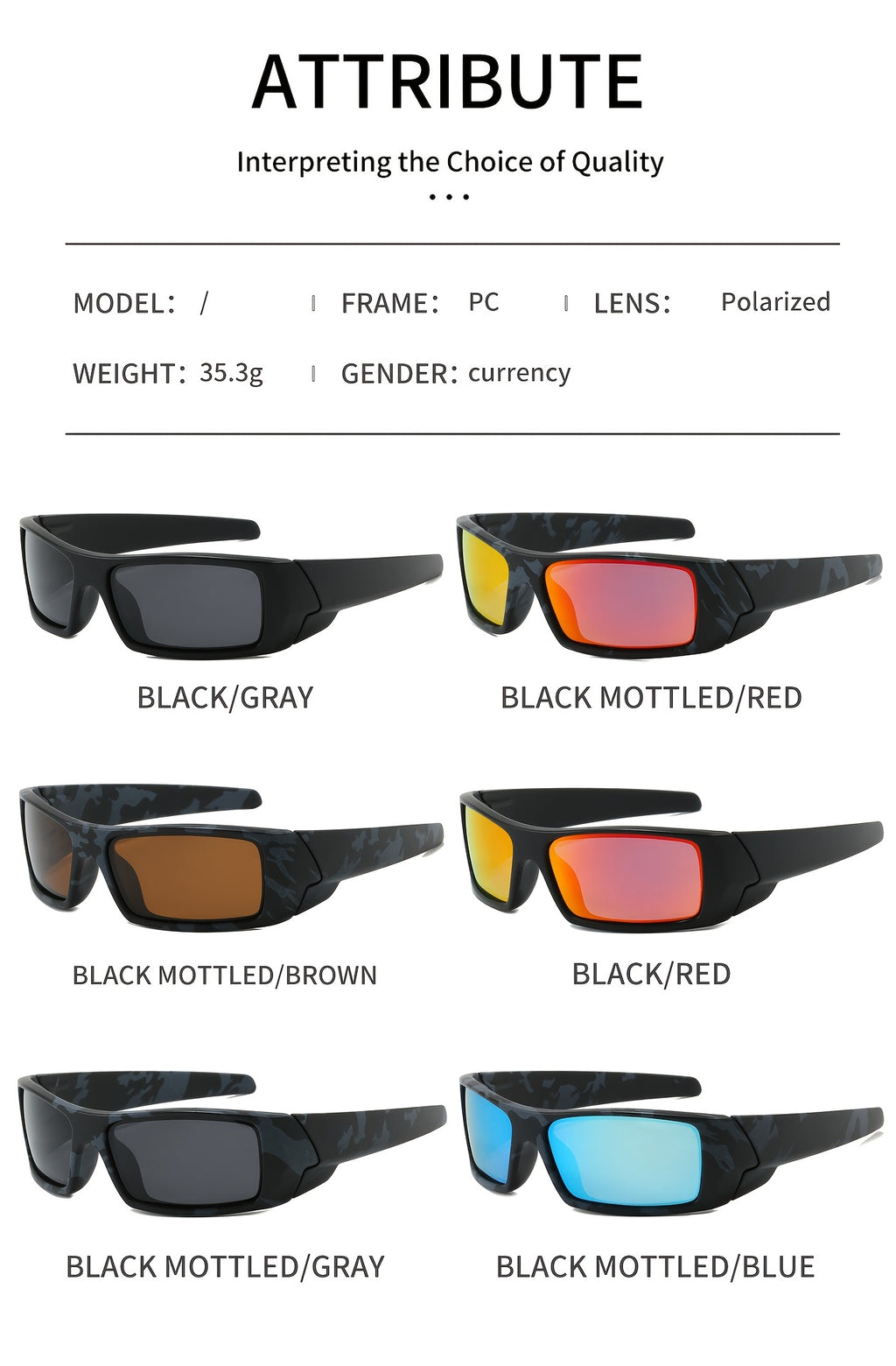 Lunettes de soleil 3 Pcs pour hommes