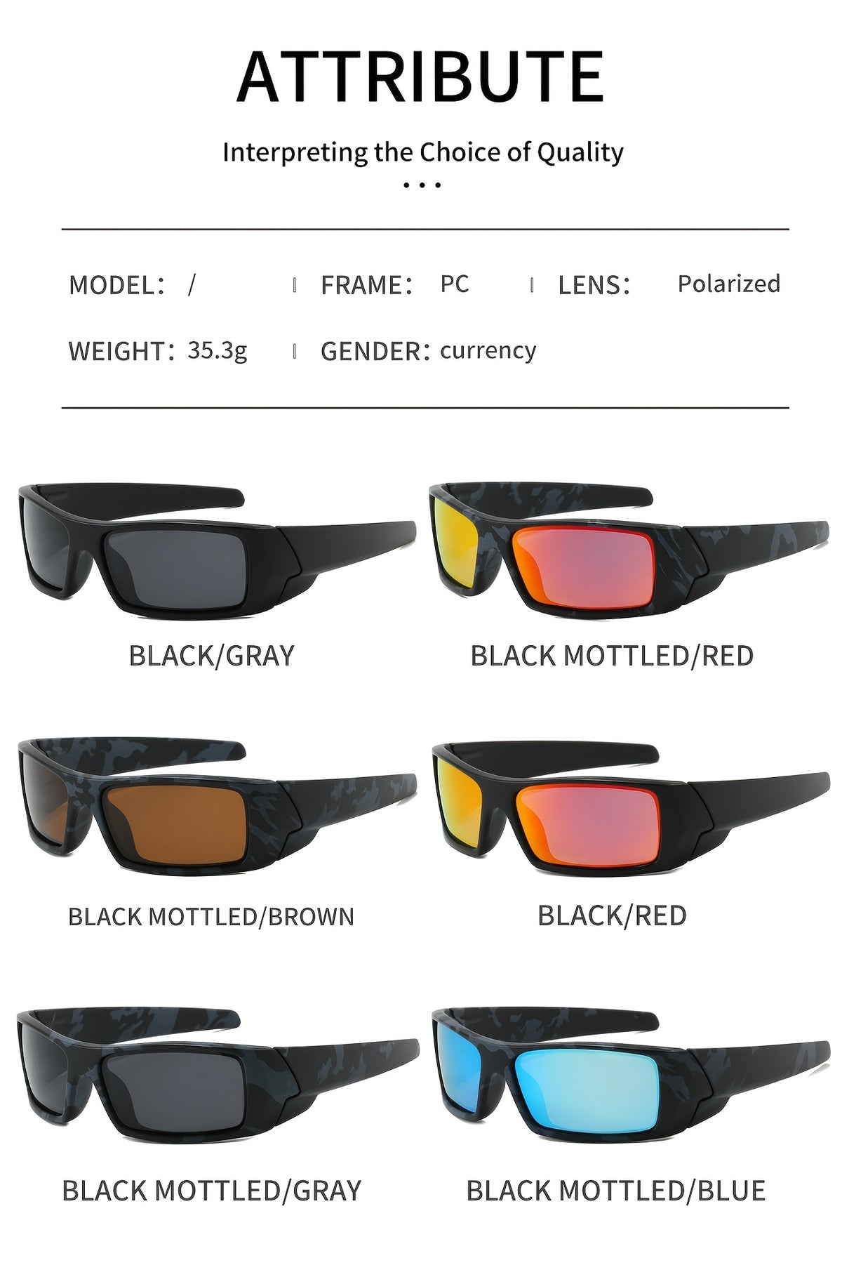 Lunettes de soleil 3 Pcs pour hommes