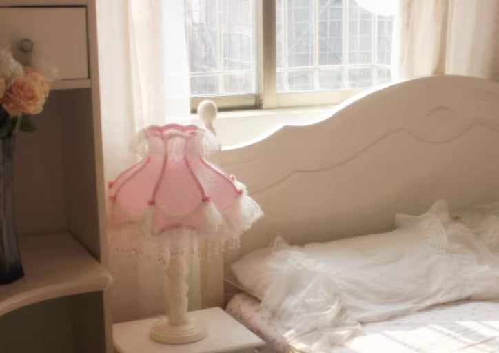Korean Pastoral Style Furniture Small Floral Lace Bedside Table