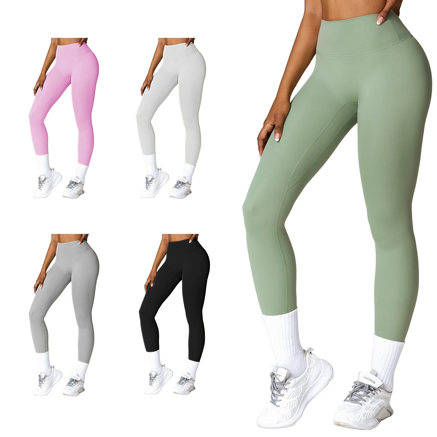 4 Tailles-5 Couleurs Option -- 1Pc Femmes haute taille Leggings d'entraînement Tummy Control Compressi