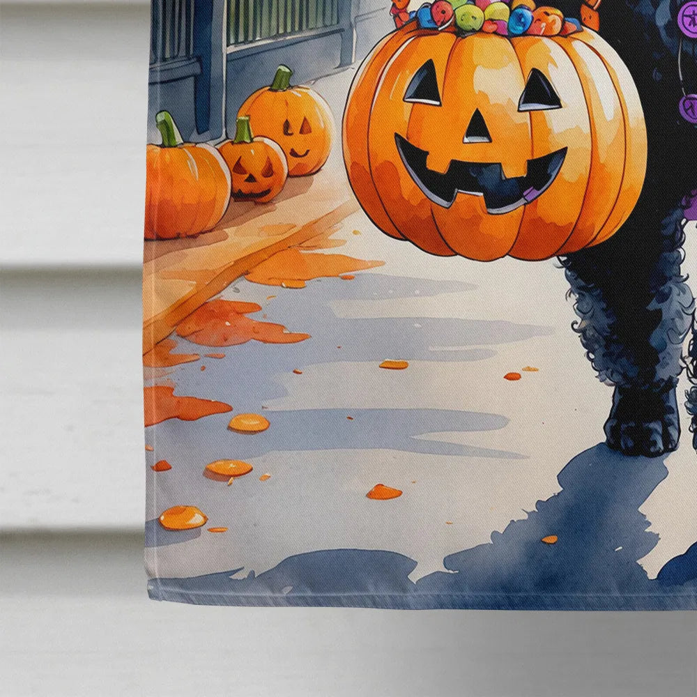 Black Poodle Halloween Trick ou traitez Drapeau de la maison Grand Porc Manches Pole décoratif Outsid