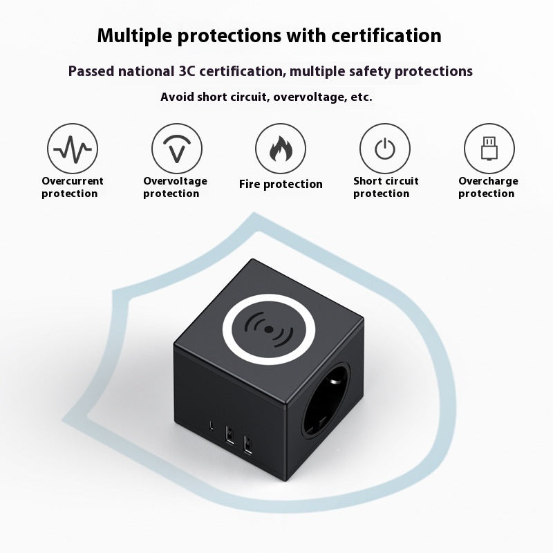 Wireless charger Standard European Socket Cube PD15W