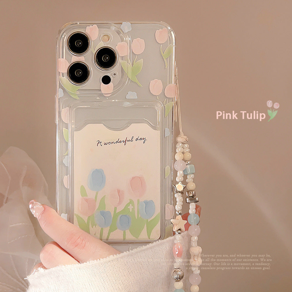 Porte-carte de fleurs Tulip Étui téléphonique transparent
