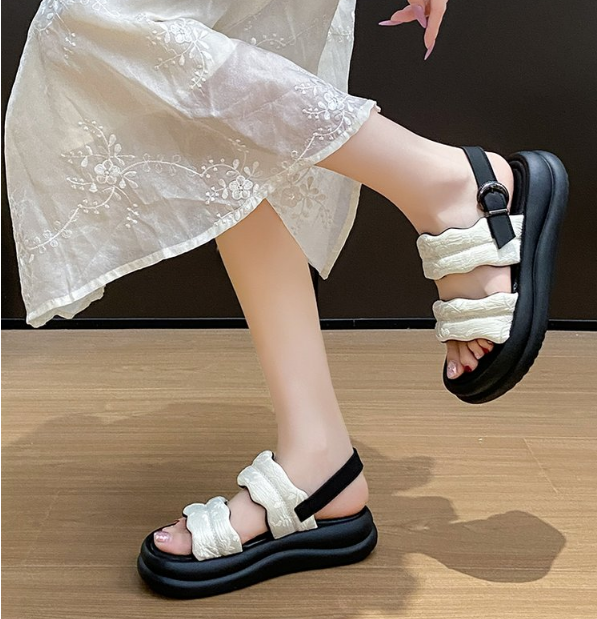 Women's Summer Fashion One-Strap Platform Sandals Versatile Open-Toe Platform Beach