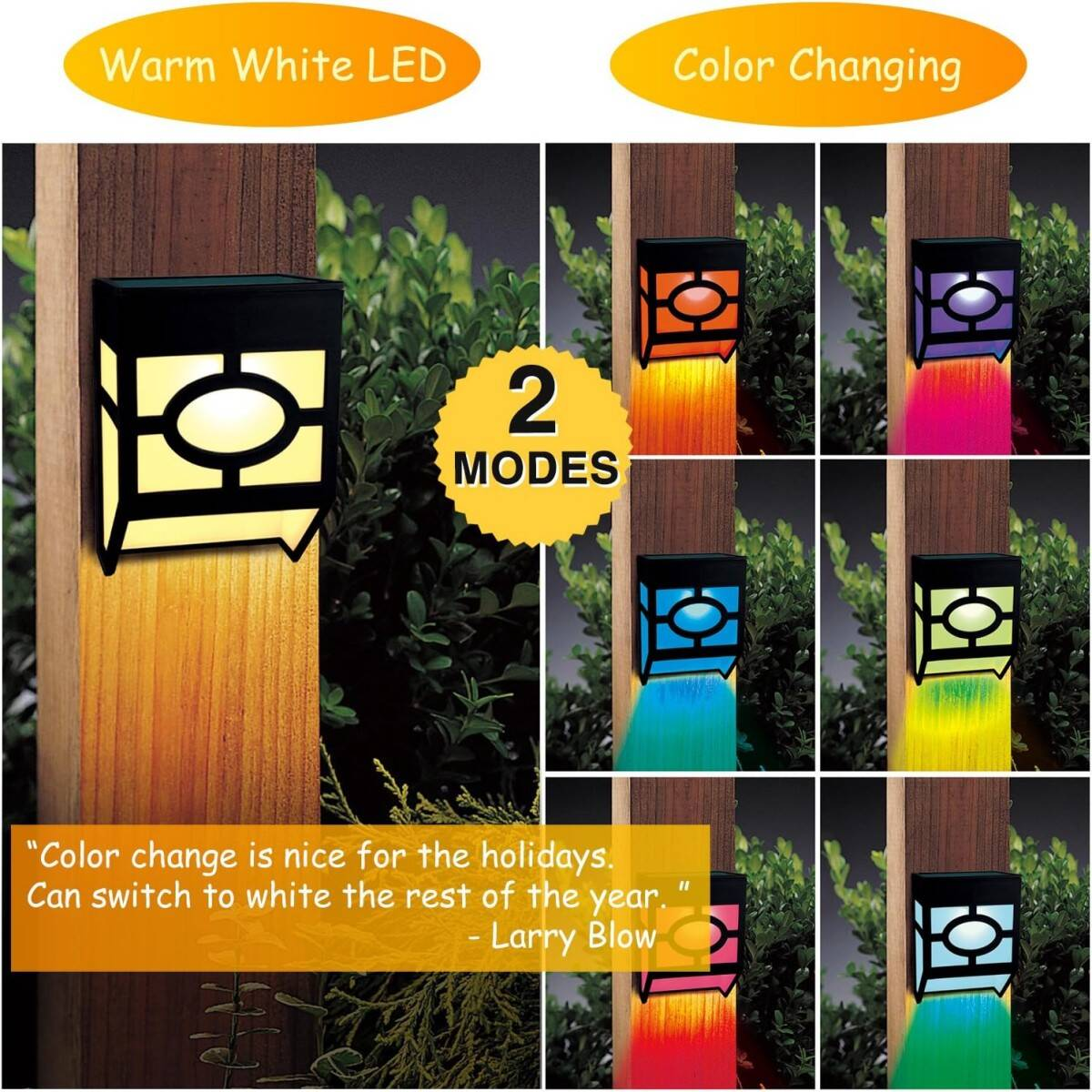 Lumières de jardin de 8 paquets avec 2 modes - Lumières de changement de couleur blanc chaud et 7 couleurs