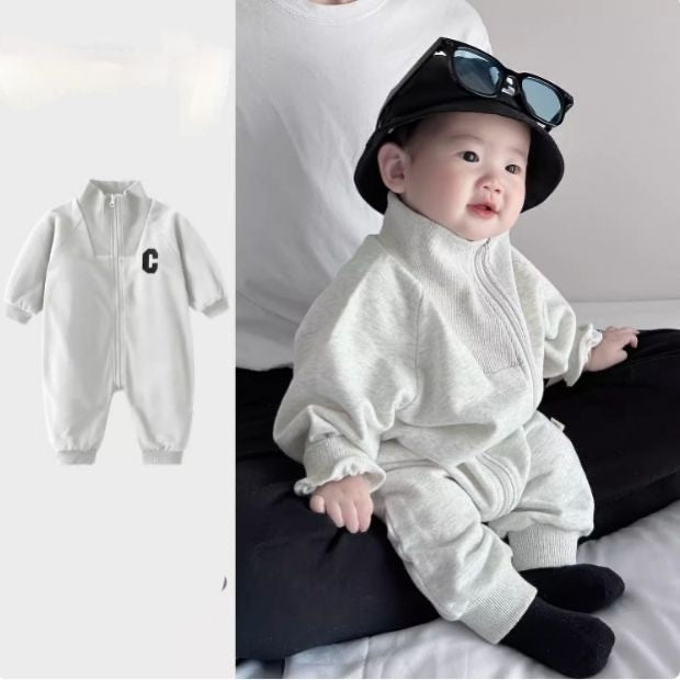 Style coréen Zippered C-Label à manches longues Onesie pour bébés