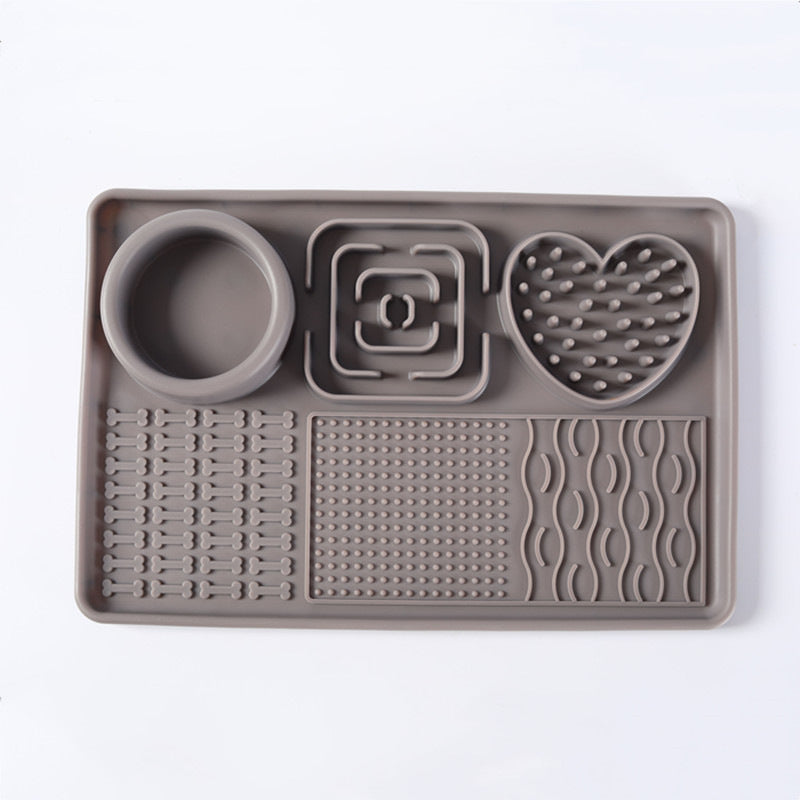 Bol d'alimentation multifonctionnel pour animaux de compagnie en silicone couleur solide