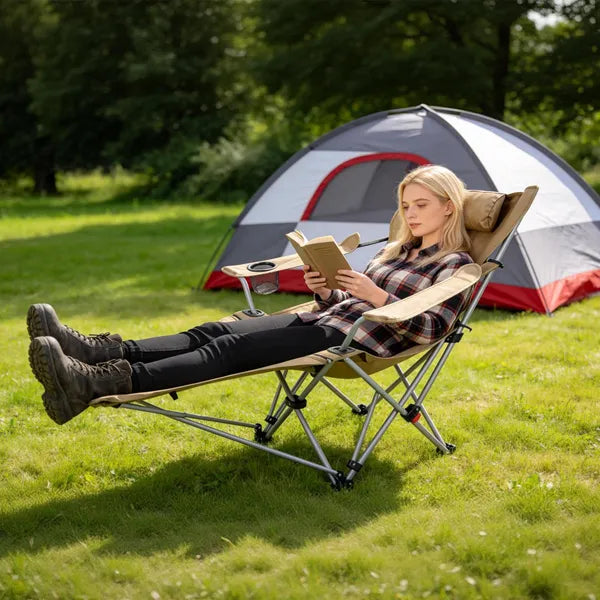 Chaise de camping inclinable extérieur 95-160 Angle réglable carbone acier cadre lourd Du