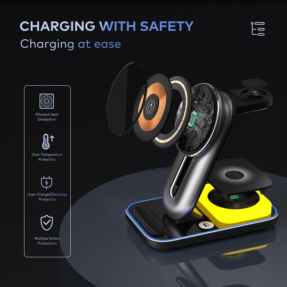 Chargeur sans fil magnétique trois en un