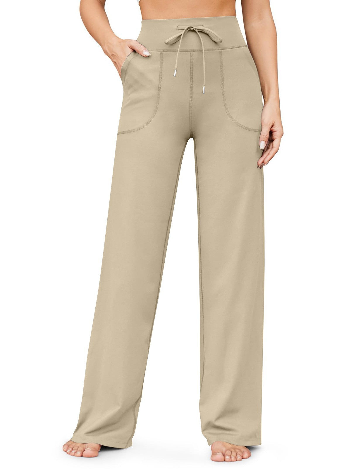 L'Europe et les États-Unis La haute taille des femmes Micro Horn Pantalon de yoga Drawstring Pocket Sp