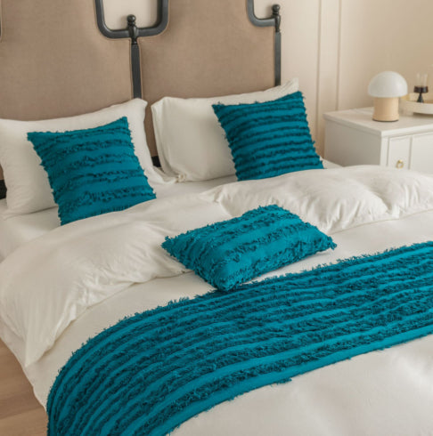 Drapeau de lit en coton de couleur solide Jacquard