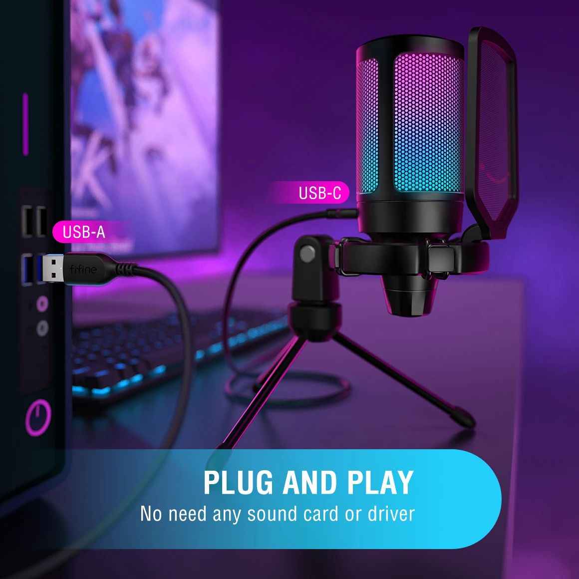 Microphone de jeu Condenseur USB