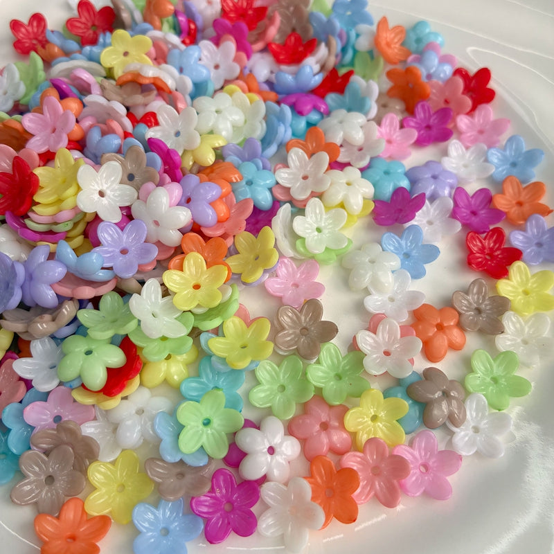 Perles de fleurs 5-Petal Acrylique